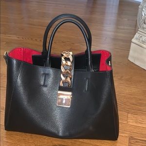 H&M Tote bag red inside black outside